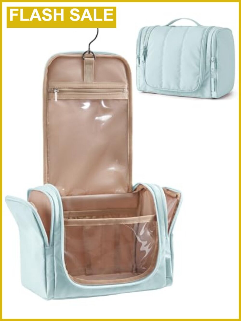 Puffy Quilted Hanging Travel Toiletry Bag Water-Resistant Organizer
